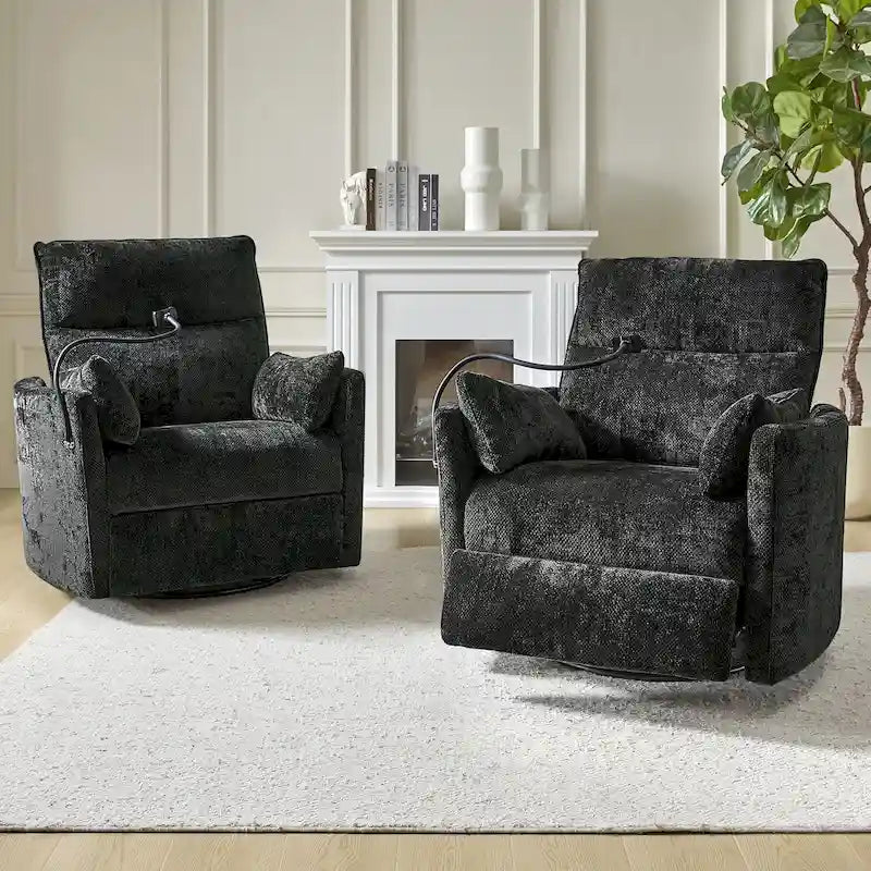 Fauteuil inclinable/à bascule électrique de 96,5 cm pour chambre de bébé avec port USB, ensemble de deux pièces.