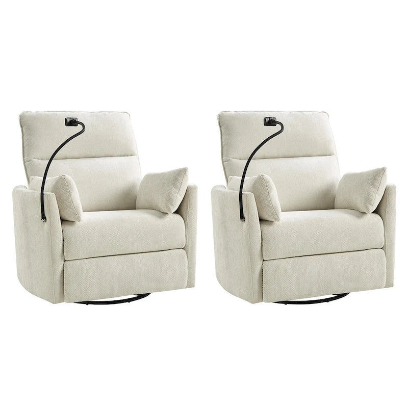 Fauteuil inclinable/à bascule électrique de 96,5 cm pour chambre de bébé avec port USB, ensemble de deux pièces.