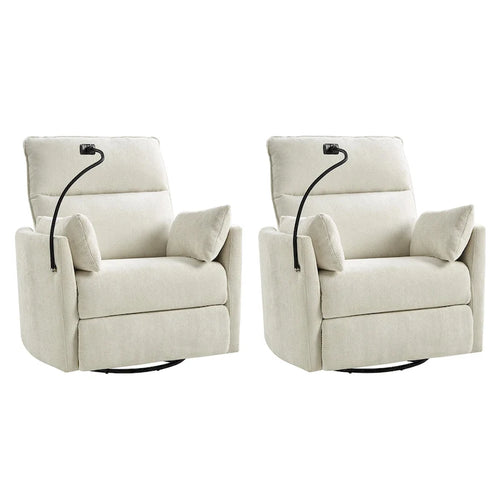 Fauteuil inclinable/à bascule électrique de 96,5 cm pour chambre de bébé avec port USB, ensemble de deux pièces.