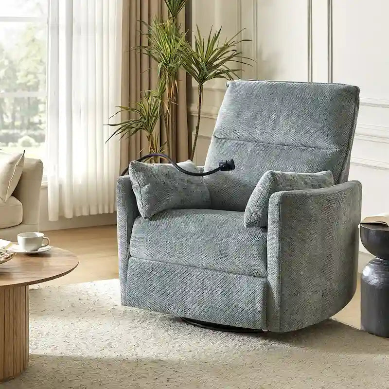 Fauteuil inclinable/à bascule électrique de 96,5 cm pour chambre de bébé avec port USB, ensemble de deux pièces.