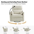 Fauteuil inclinable/à bascule électrique de 96,5 cm pour chambre de bébé avec port USB, ensemble de deux pièces.