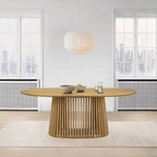 Table de salle à manger ovale en bois massif de 79 pouces avec base à lattes
