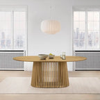 Table de salle à manger ovale en bois massif de 79 pouces avec base à lattes