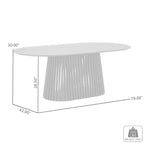 Table de salle à manger ovale en bois massif de 79 pouces avec base à lattes