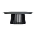 Table de salle à manger ovale en bois massif de 79 pouces avec base à lattes