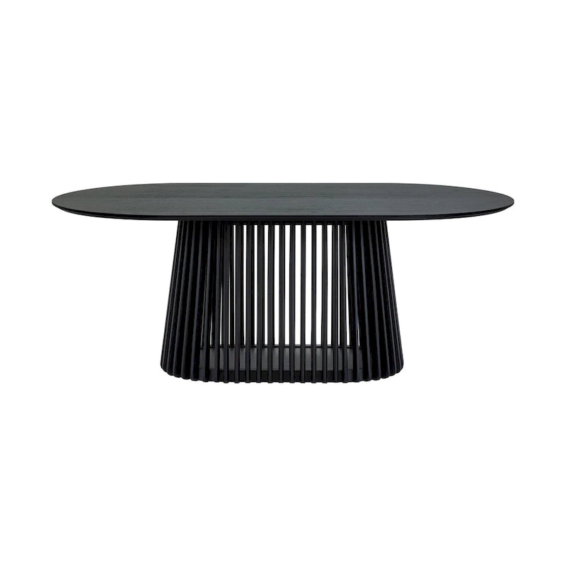 Table de salle à manger ovale en bois massif de 79 pouces avec base à lattes