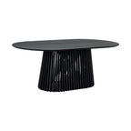 Table de salle à manger ovale en bois massif de 79 pouces avec base à lattes