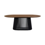 Table de salle à manger ovale en bois massif de 79 pouces avec base à lattes