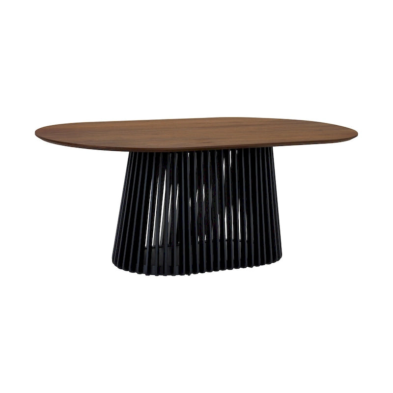 Table de salle à manger ovale en bois massif de 79 pouces avec base à lattes
