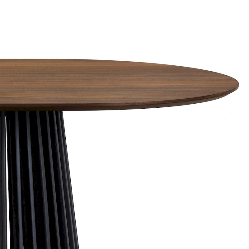 Table de salle à manger ovale en bois massif de 79 pouces avec base à lattes