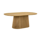 Table de salle à manger ovale en bois massif de 79 pouces avec base à lattes