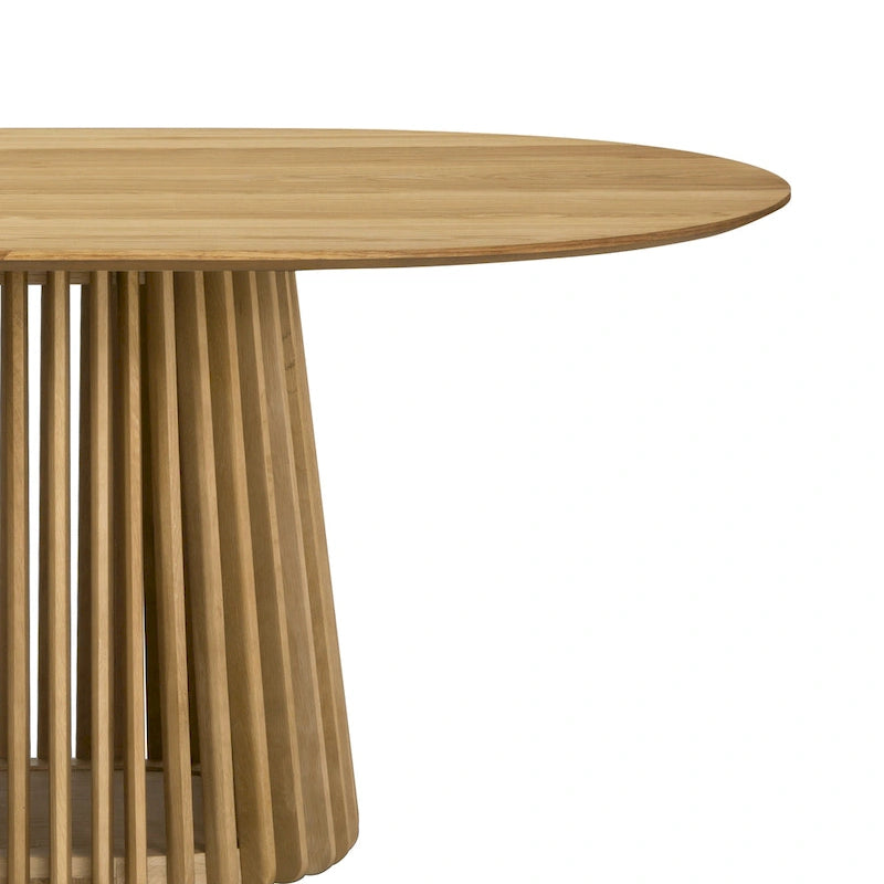 Table de salle à manger ovale en bois massif de 79 pouces avec base à lattes