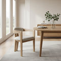 Modrest Belton Modern Off-White Fabric & White Wash Oak Dining Chair