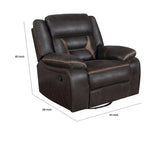 Fauteuil inclinable manuel coulissant de 41 pouces, avec coussin supérieur, en similicuir marron foncé