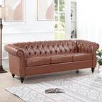 GEITIN 84.65 Canapé Chesterfield 3 places avec accoudoirs arrondis en PU