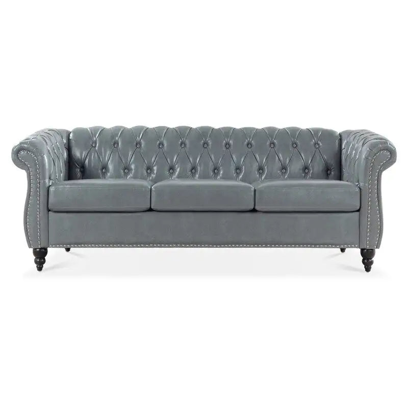 GEITIN 84.65 Canapé Chesterfield 3 places avec accoudoirs arrondis en PU
