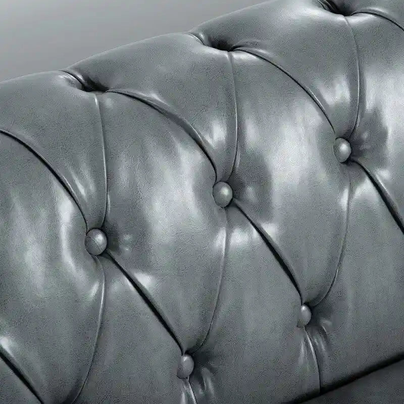 GEITIN 84.65 Canapé Chesterfield 3 places avec accoudoirs arrondis en PU