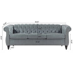 GEITIN 84.65 Canapé Chesterfield 3 places avec accoudoirs arrondis en PU