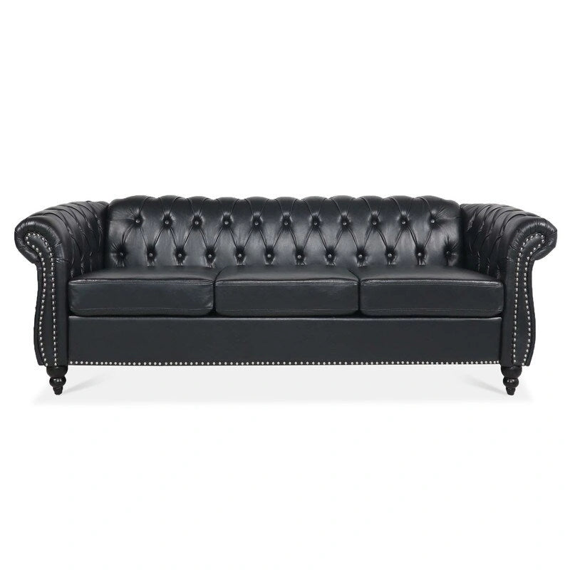 GEITIN 84.65 Canapé Chesterfield 3 places avec accoudoirs arrondis en PU