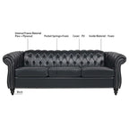 GEITIN 84.65 Canapé Chesterfield 3 places avec accoudoirs arrondis en PU