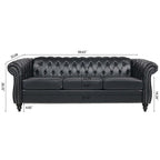 GEITIN 84.65 Canapé Chesterfield 3 places avec accoudoirs arrondis en PU