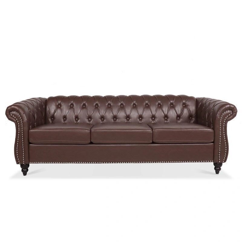 GEITIN 84.65 Canapé Chesterfield 3 places avec accoudoirs arrondis en PU