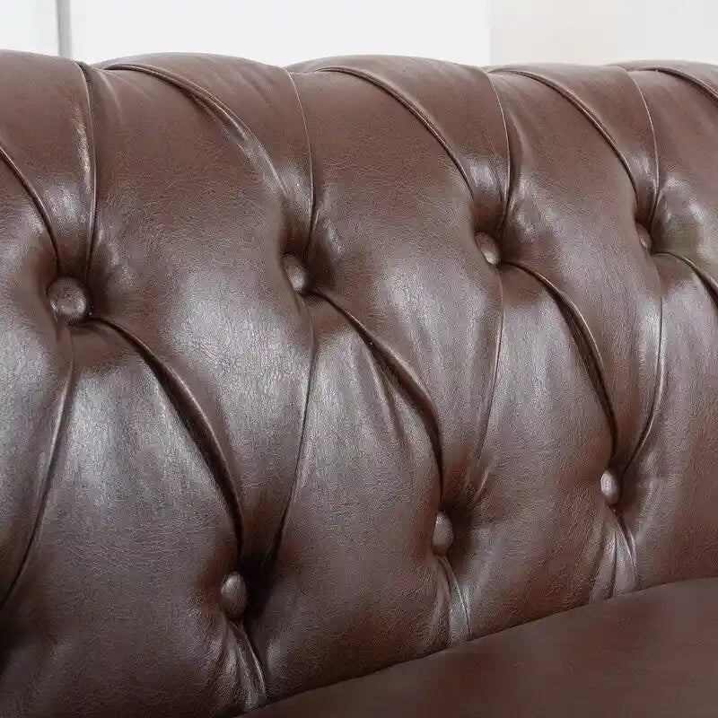GEITIN 84.65 Canapé Chesterfield 3 places avec accoudoirs arrondis en PU