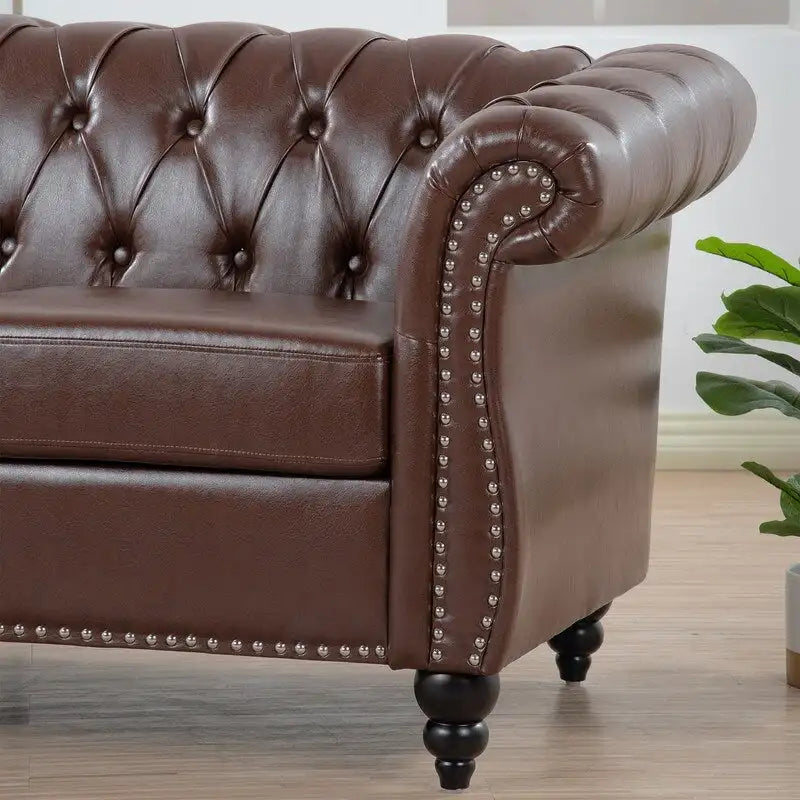 GEITIN 84.65 Canapé Chesterfield 3 places avec accoudoirs arrondis en PU