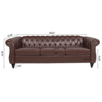 GEITIN 84.65 Canapé Chesterfield 3 places avec accoudoirs arrondis en PU