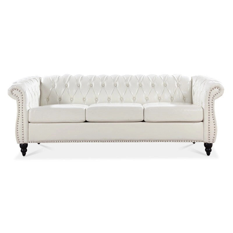 GEITIN 84.65 Canapé Chesterfield 3 places avec accoudoirs arrondis en PU