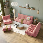 Ensembles de canapés et poufs en velours Teddy