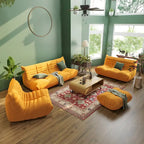 Ensembles de canapés et poufs en velours Teddy