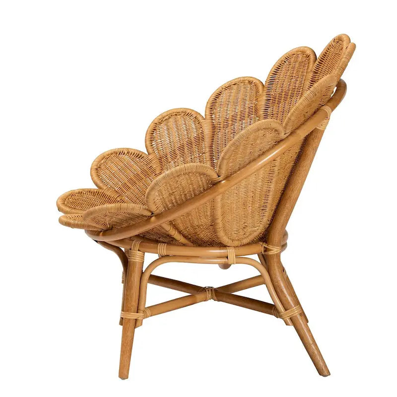 Chaise décorative en rotin fleuri miel