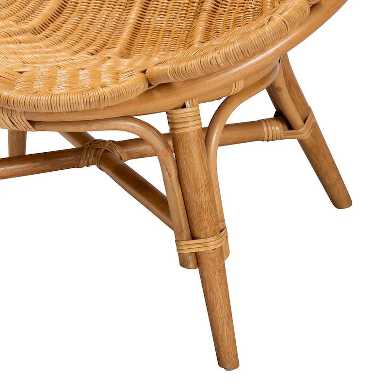 Chaise décorative en rotin fleuri miel