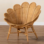 Chaise décorative en rotin fleuri miel