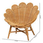 Chaise décorative en rotin fleuri miel